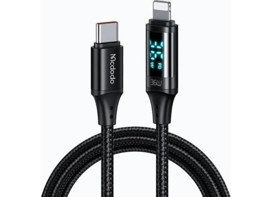 Mcdodo CA-1030 Digital Display 36W Type-C To Lightning Cable Data Cable 1.2m for iPhone (Black)